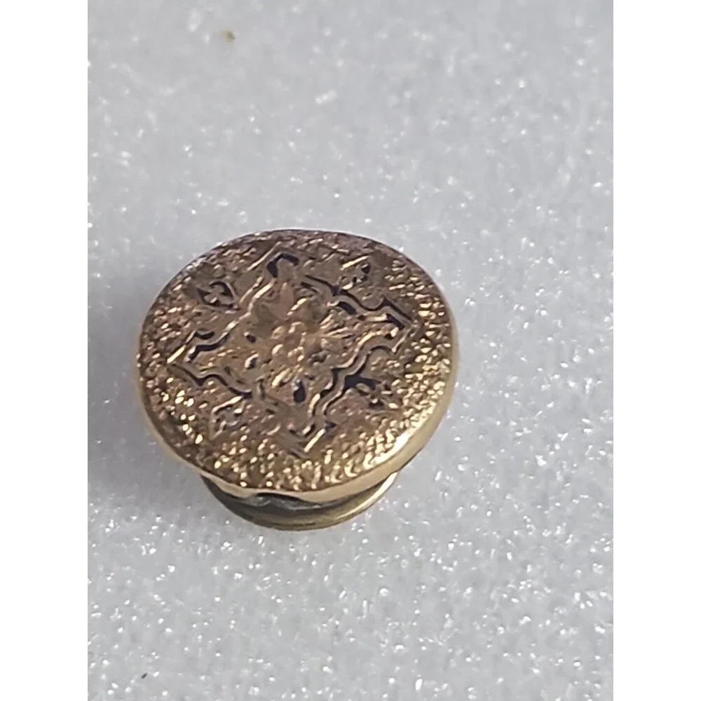 Vintage Brass Tone Etched Floral Metal Button ¾” Shank Art Nouveau Style - Picture 3 of 10